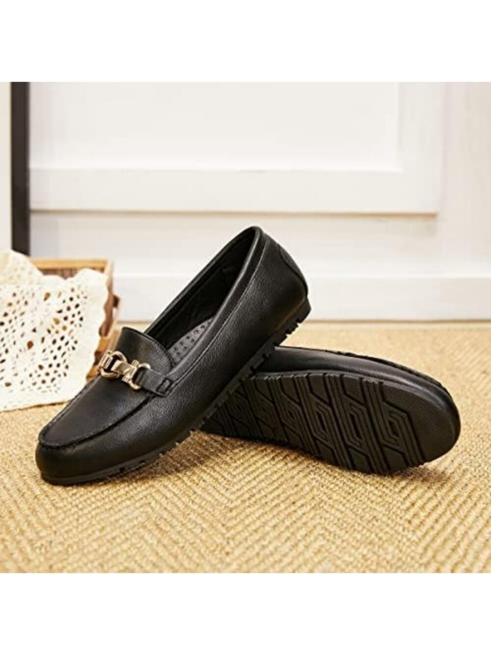 Comfortable Women's Penny Loafers - Lightweight Business Casual Slip-On Flats - Picture 3 of 6